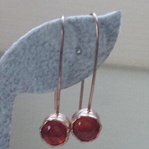 Silpada Rose Gold on Sterling Silver Earrings red stone